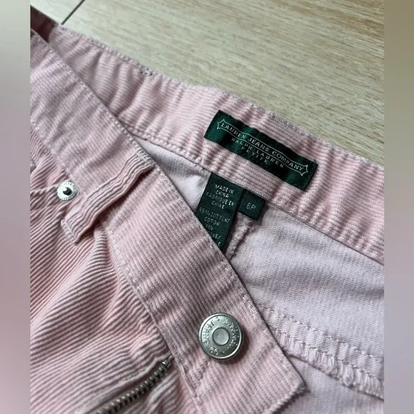 RALPH LAUREN - Light Pink Corduroy Classic Straight Petite Pant - Picture 3 of 4